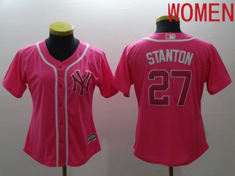 Women New York Yankees 27 Stanton Pink 2022 MLB Jersey